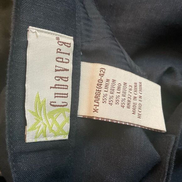 CUBAVERA MEN’S LINEN-BLEND CORE DRAWSTRING PANTS JET BLACK size XL(40-42) - Picture 10 of 14